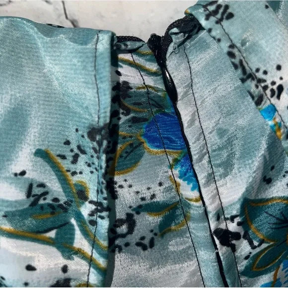 Floral Blue & Green Long Sleeveless Flower Dress size XL - Picture 14 of 15